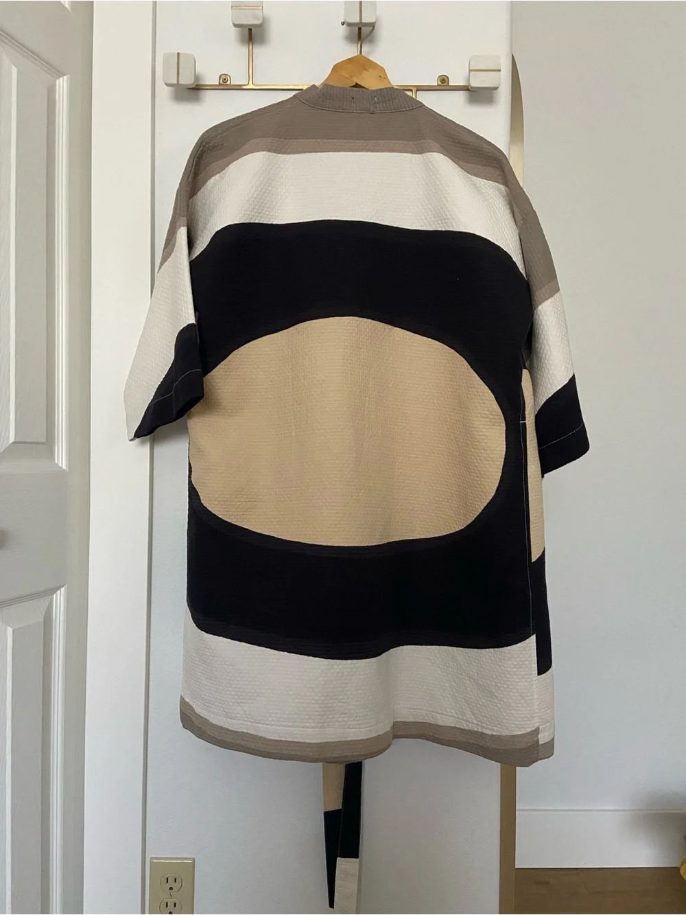 Marimekko Melooni Bathrobe Grey Cotton Waffle - Picture 2 of 7